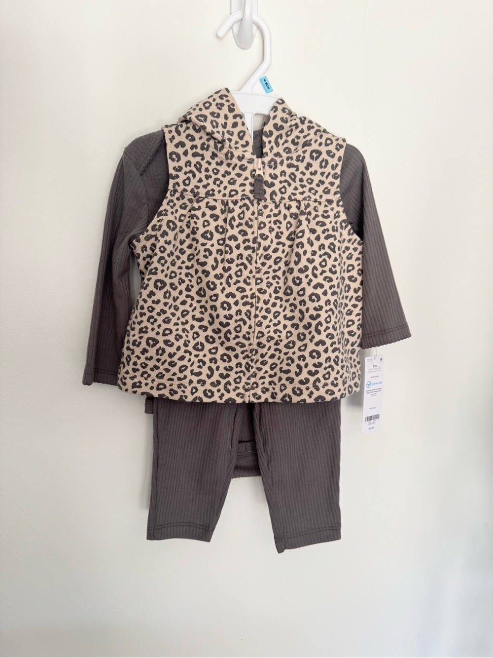 NWT Carter’s Baby Girl 3PC Leopard Outfit Set 6M | Gray & Beige 🐆